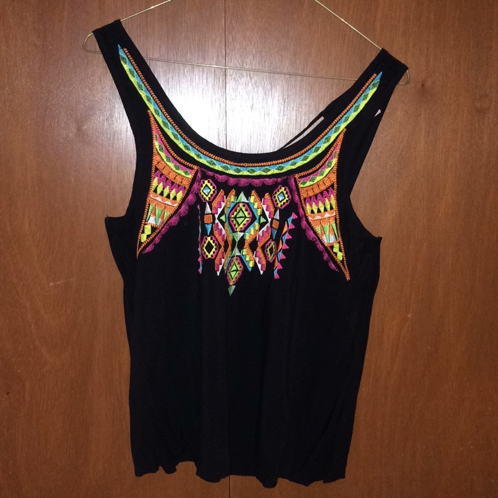 Black Tribal Print Tank Top